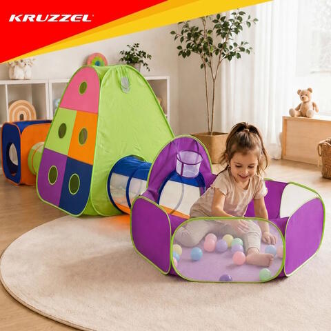 Kruzzel Bērnu telts ar tuneli 5-in-1