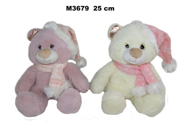 Ziemassvētku lācis 25 cm ar cepuri