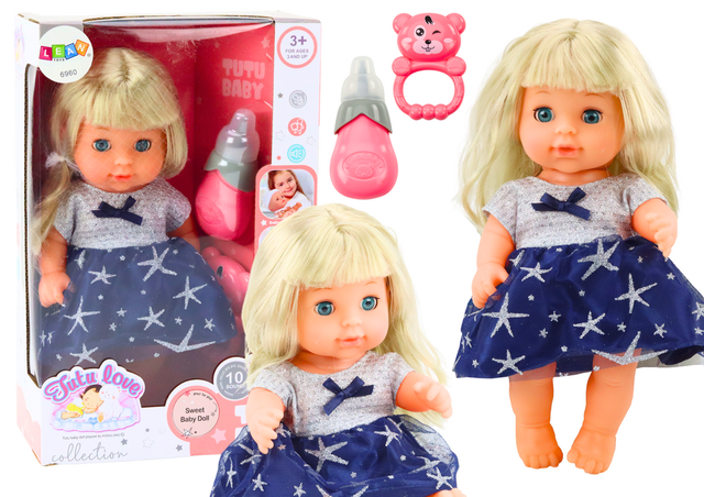 LEAN TOYS Lelle tumši zilā kleitā