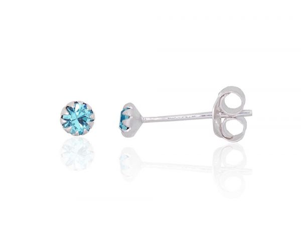 Серебряные серьги-пуссеты #2202663_CZ-AQ, Серебро 925°, Цирконы. Вес: 0.3