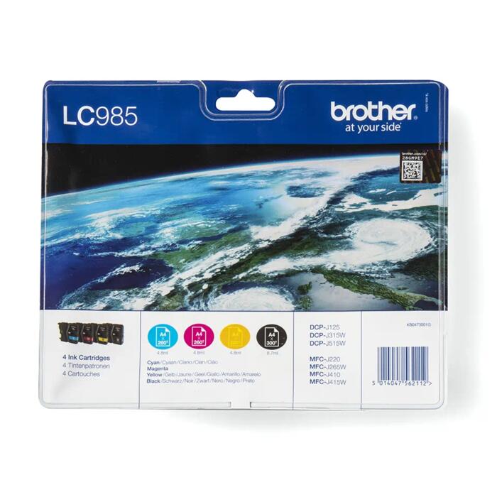 Brother LC-985VALBP tintes komlekts (DCPJ125/J140/J315/515/MFC410) (LC985VALBP)