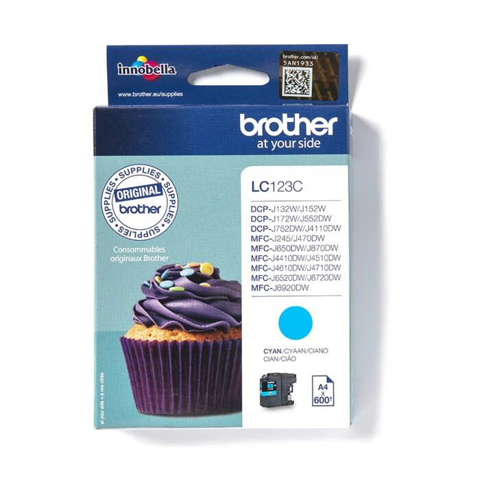 Brother LC-123C zila tintes kasete 600