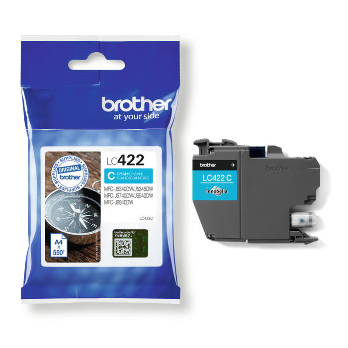 Brother LC-422C Zilās tintes kasete 550lpp