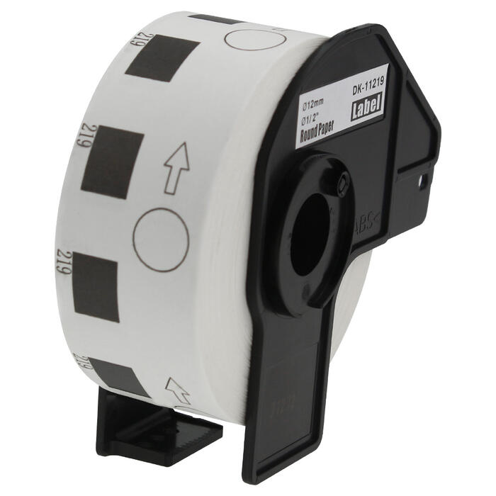 DK-11219A  Apļveida uzlīmes, 12mm diametrs, 1200gab/rullī, Brother analogs (DK11219A)