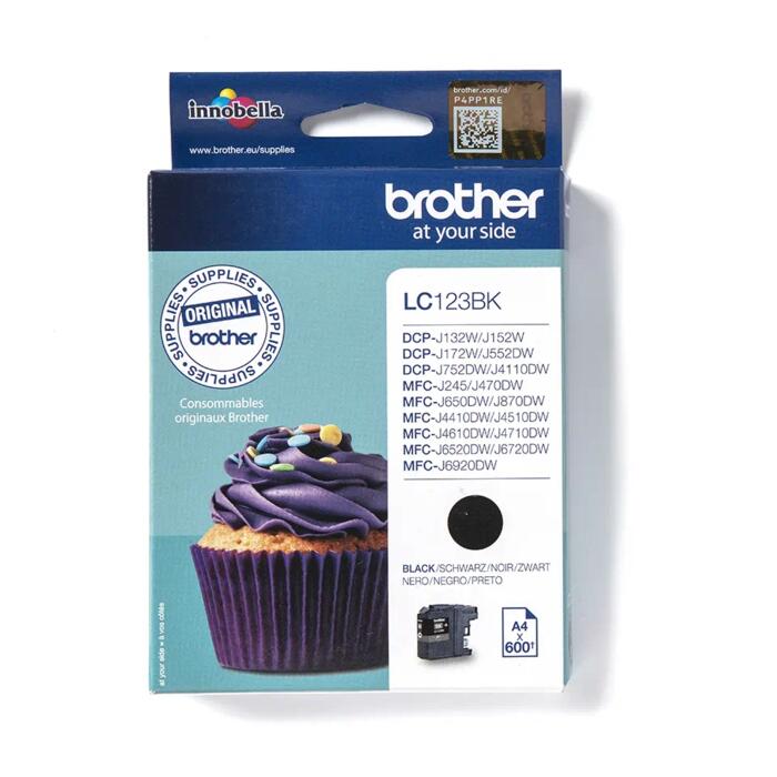 Brother LC-123BK Melna tintes kasete 600lpp(DCP4110