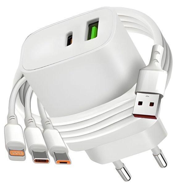 Быстрое сетевое зарядное устройство для телефона 20W кабель 3в1 (P04141)