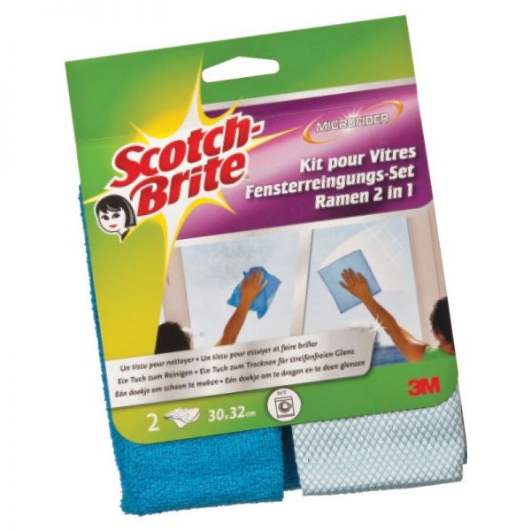 Тряпочки из микрофибры для окон 3M Scotch-Brite, 32 х 30 см, 2 шт./упак. (400-01423)