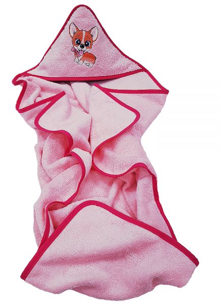 BĒRNU DVIELIS AR KAPUCI KORGIJS PINK