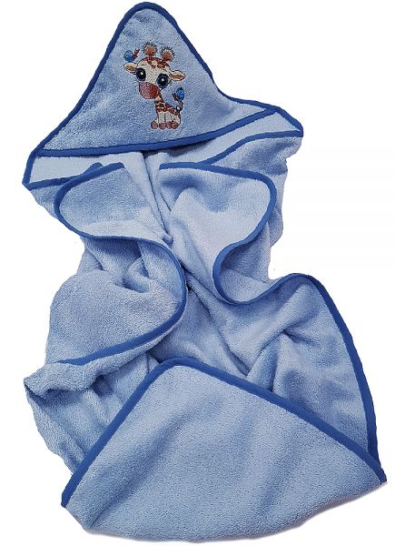 BĒRNU DVIELIS AR KAPUCI ŽĪRAFĒNS BLUE