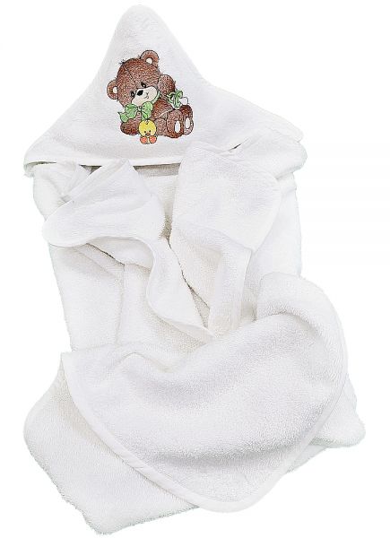 BĒRNU DVIELIS AR KAPUCI LĀCĒNS WHITE