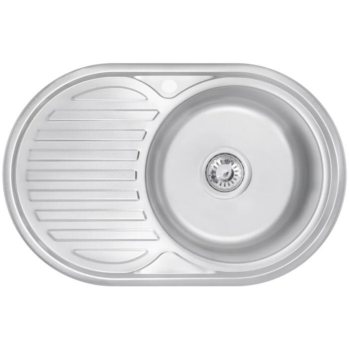 AB Izlietne virtuves AB 770X500X0.8MM ar virsmu, labā, stīna, ar sifonu (4750959133774)