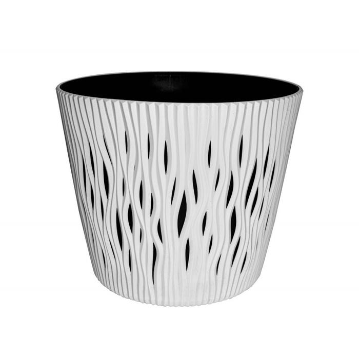 Prosperplast Puķu pods Sandy Round 19x22cm, balts (5905197267579)
