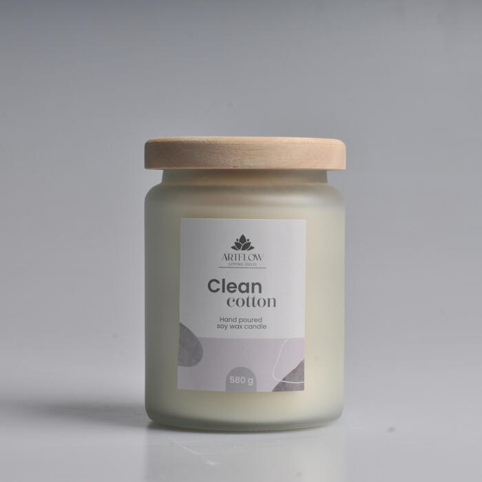 ArtFlow Aromātiskā svece CLEAN COTTON 580gr, +/- 60h (4750959136379)