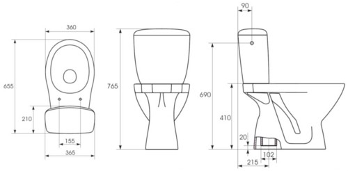 Cersanit WC kompaktpods Kaskada 207 3/6
