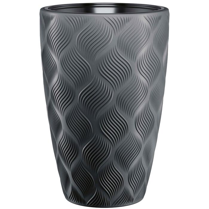 FORM PLASTIC Puķu pods Flow Slim 30cm 24L, melns (5907474366074)