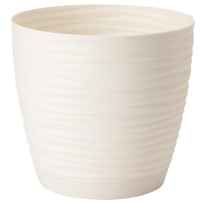 FORM PLASTIC Puķu pods SAHARA ar paliktni 13cm, krēmkrāsas (5907474347516)