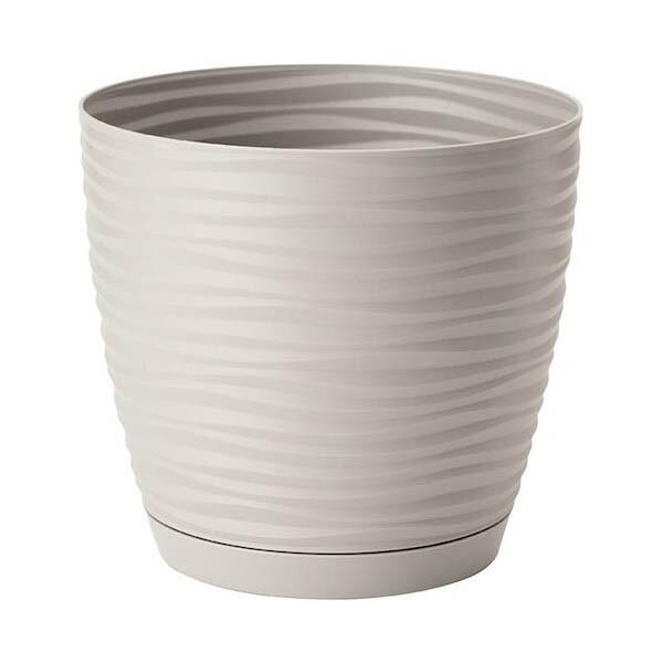 FORM PLASTIC Puķu pods SAHARA ar paliktni 13cm, g.pelēks (5907474347561)