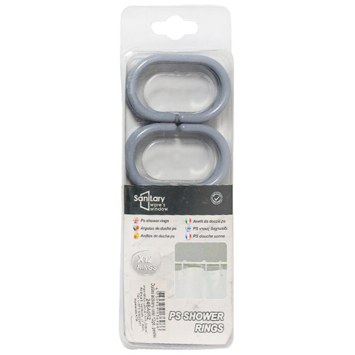 BESK Dušas aizkaru riņķi 12gb, pelēki (4750959136966)