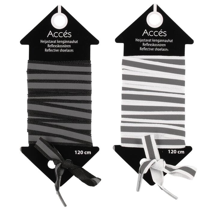 Acces Kurpju šņores melnas,baltas atstarojošas (6410412812827)