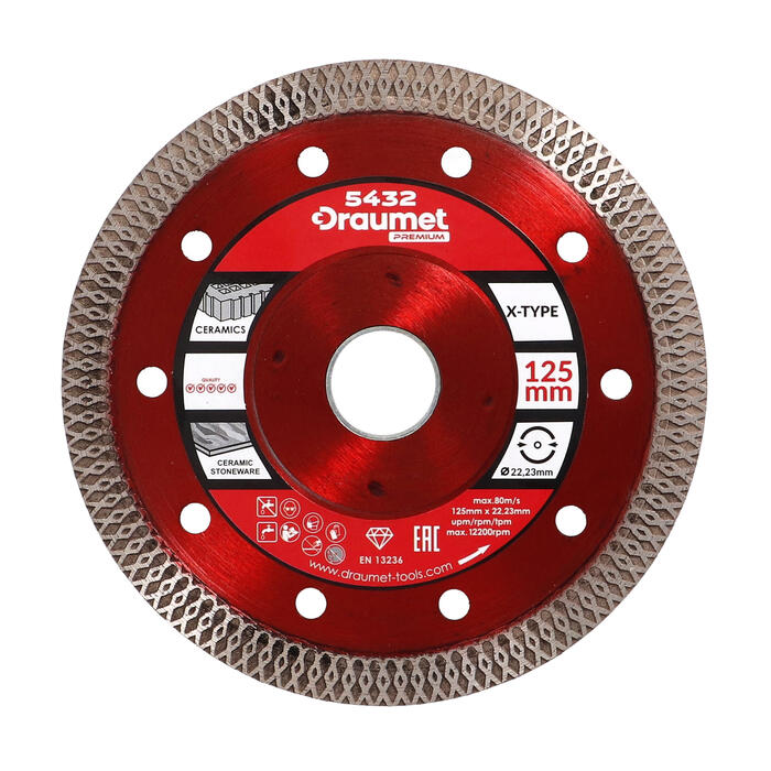 Draumet Dimanta disks PCN 125x1.2x22mm flīzēm X-tipa Draumet Pro (5907078954325)