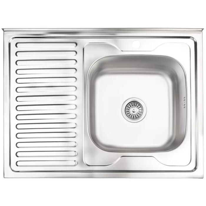 AB Izlietne virtuves AB 800X600X0.6MM ar virsmu, labā, ar sifonu, uzliekamā (4750959133910)