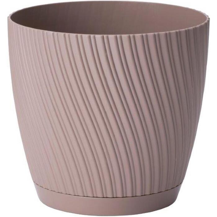 FORM PLASTIC Puķu pods Mika ar paliktni 19cm, brūns (5907474361161)