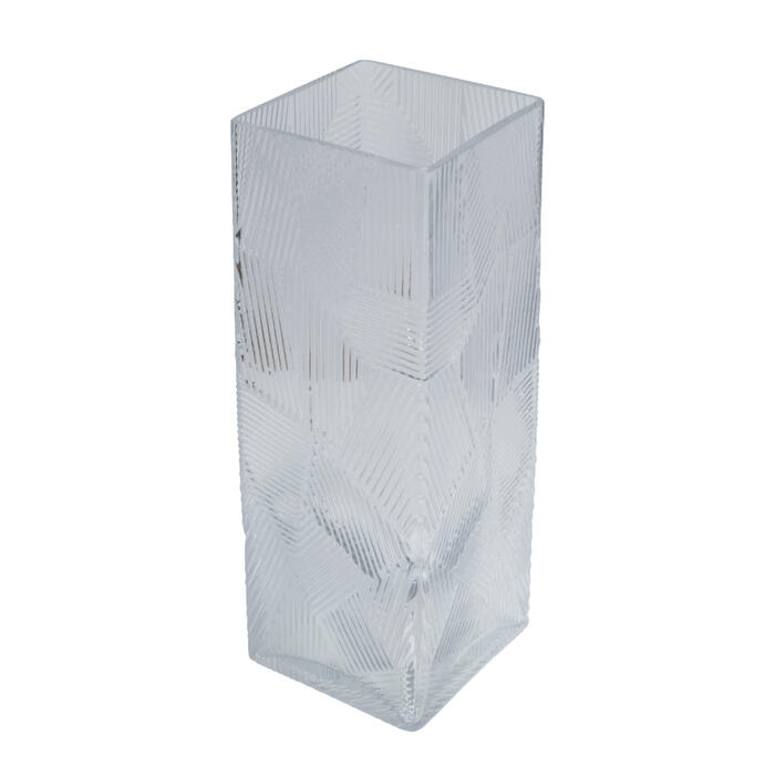 BESK Vāze stikla ar rakstu 10x30cm, caurspīdīga (4750959135723)