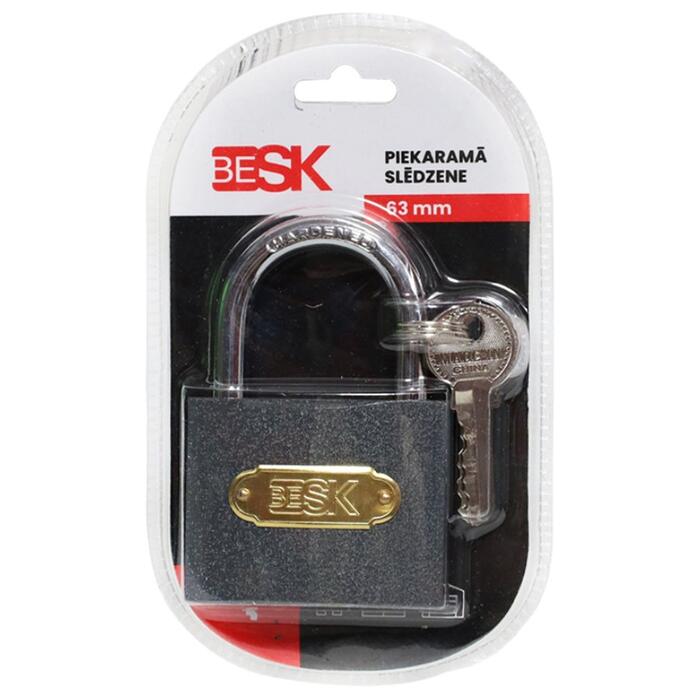 BESK Piekaramā slēdzene ar 3 atslēgām 63mm, 25AR031-1 (4750959155134)