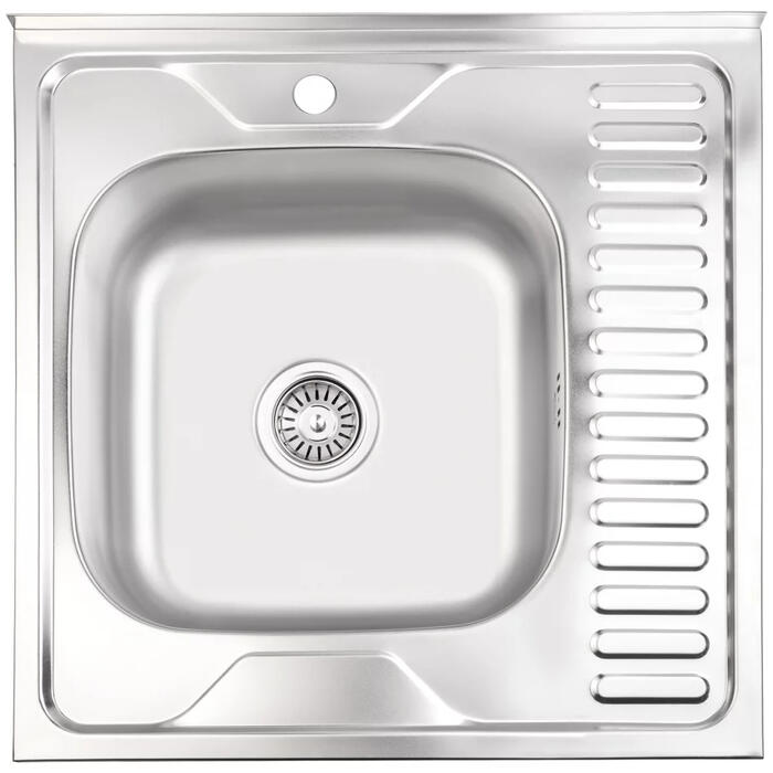 AB Izlietne virtuves AB 600X600X0.6MM ar virsmu, kreisā, ar sifonu, uzliekamā (4750959133866)