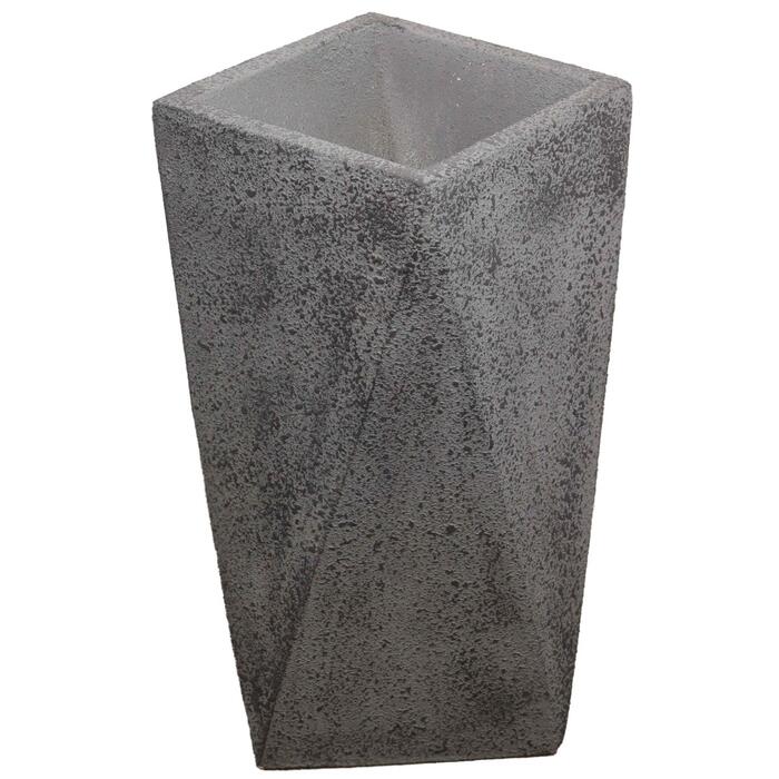 BESK Puķu pods stiklšķiedras ģeometriskas formas 40x40x60cm, pelēks (4750959130278)