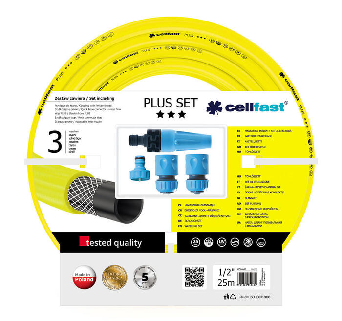 Cellfast Laistīšanas šļūtene 1/2 Plus ar sprauslu kompl. (5901828856440)