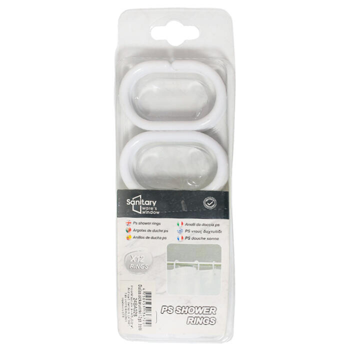 BESK Dušas aizkaru riņķi 12gb, balti (4750959136720)