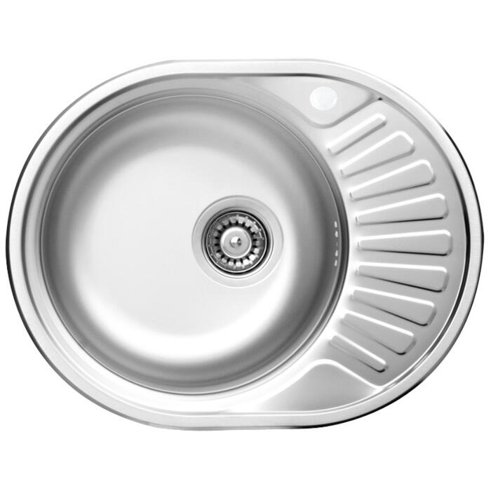AB Izlietne virtuves AB 570X450X0.8MM ar virsmu, kreisā, satīna, ar sifonu (4750959133743)