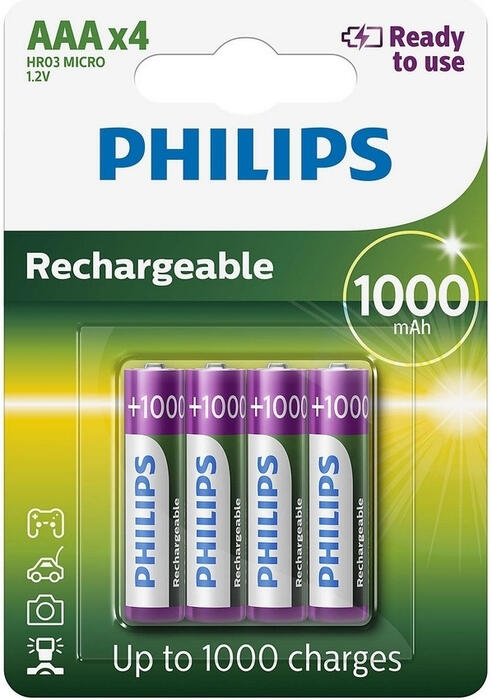 Philips Baterija Philips AAA lādējama 4gb