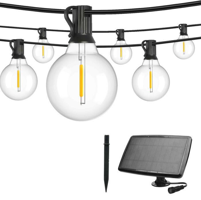 ArtFlow Dek. lampu virtene ar saules bat., G40 E12x15gb, 15m, silti (4750959131022)