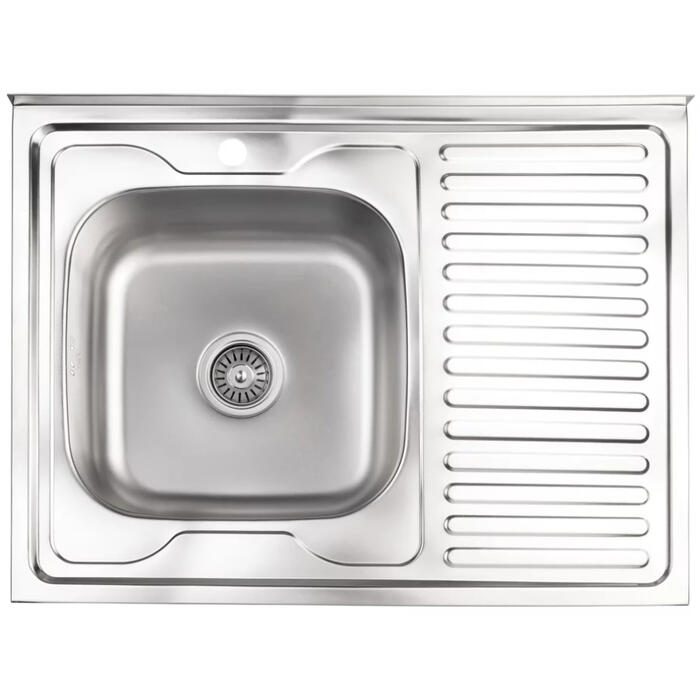 AB Izlietne virtuves AB 800X600X0.6MM ar virsmu, kreisā, ar sifonu, uzliekamā (4750959133903)