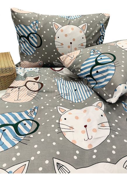 Bērnu gultas veļas komplekts CATS grey