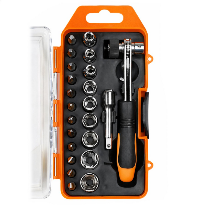 Benson Tools Bit/Doppenset+Ratel kompaktais 23 daļu