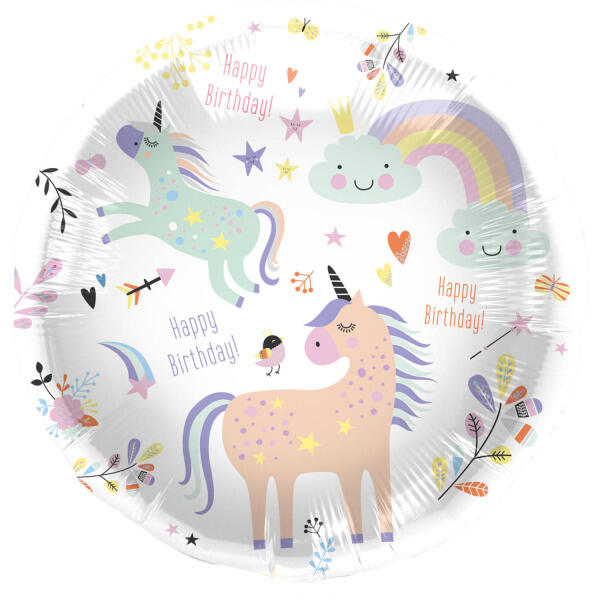 Folat Folija gaisa balons "Birthday Unicorn" 45cm (67929)