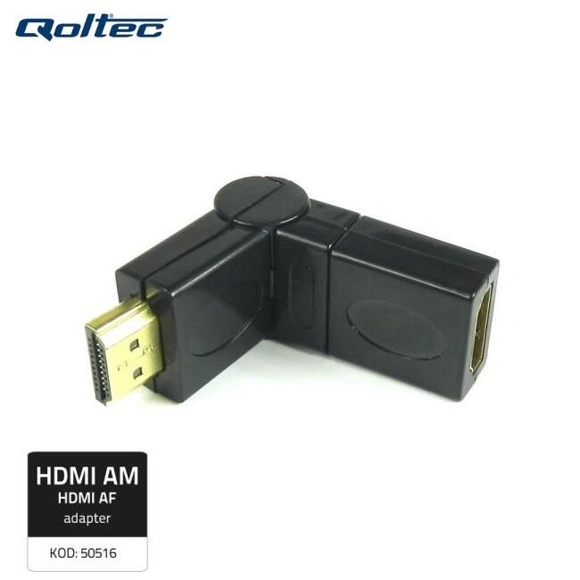 Qoltec 50516 HDMI AF Адаптер Кабеля с регулеровкой градуса - HDMI A коннектор / HDMI A гнездо Черный (50516)