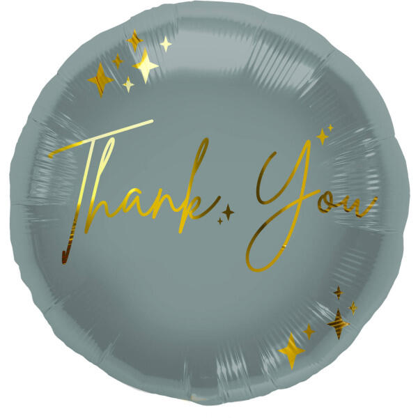 Folat Folija gaisa balons "Thank you" 45cm Grey/Gold (67942)