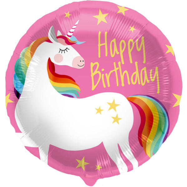 Folat Folija gaisa balons "Happy Birthday Unicorn" 45cm (62995)