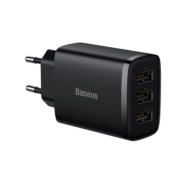 Baseus CCXJ020101 Быстрая Компактная зарядка - адаптер 3x USB 17W Black (CCXJ020101)