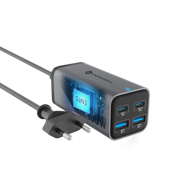 Forcell F-Energy VT-49 GaN III зарядное устройство 2 x USB-C + 2 x USB-A, QC4.0, PD, 5 A, 100W (VT-49)