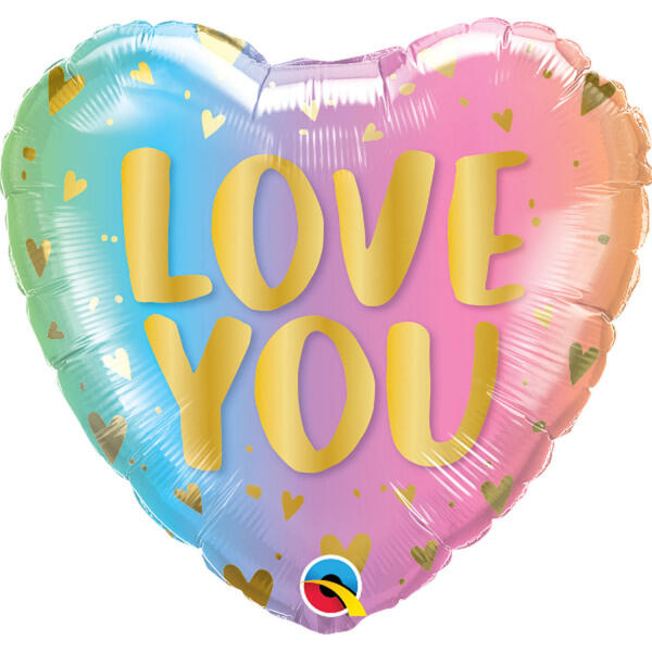 Folat Folija gaisa balons Heart shaped "Love You" 45cm Ombre (97433Q)