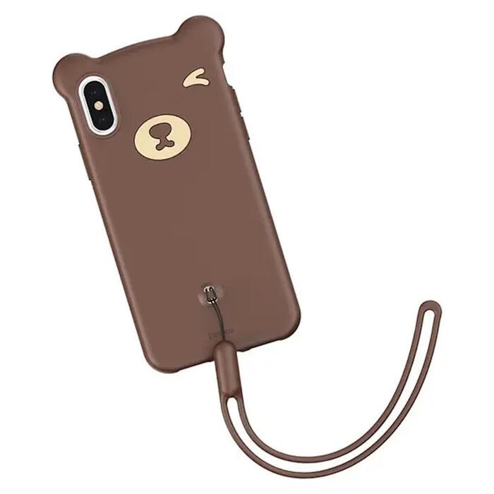 Baseus Bear Silicone case with strap for iPhone Xs Max (WIAPIPH65-BE08)