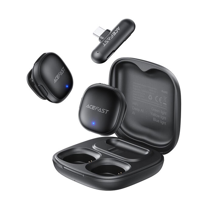 Acefast R1 Комплект быспроводных микрофонов с зарядным кейсом Black (R1)