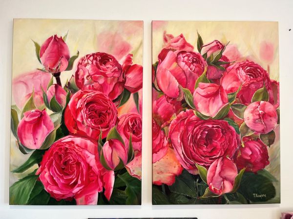 SKAISTAS ROZES 2-70x100 cm eļļas/ roku