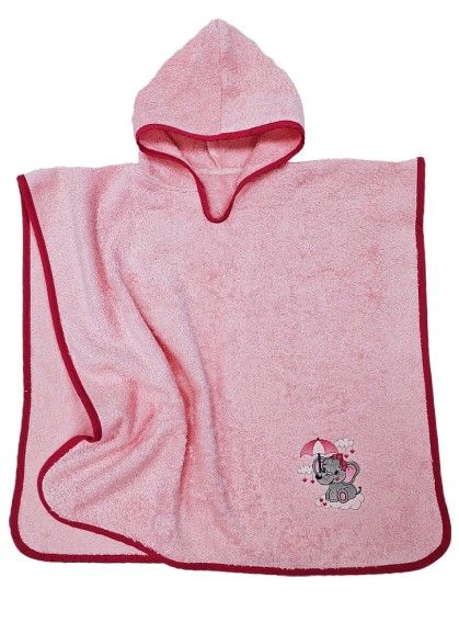 BĒRNU DVIELIS PONČO ZILONĒNS PINK