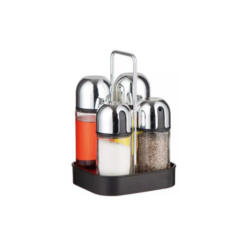 5 daļu stikla un tērauda galda garšvielu komplekts, 160 ml, KingHoff, KH 1647 (KH 1647)